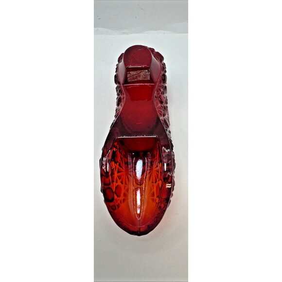 VTG USA Fenton Colonial Green Hobnail Slipper Shoe Ruby Red Daisy and Button - Picture 11 of 11